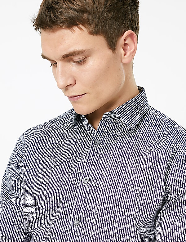 Slim Fit Printed Easy Iron Shirt