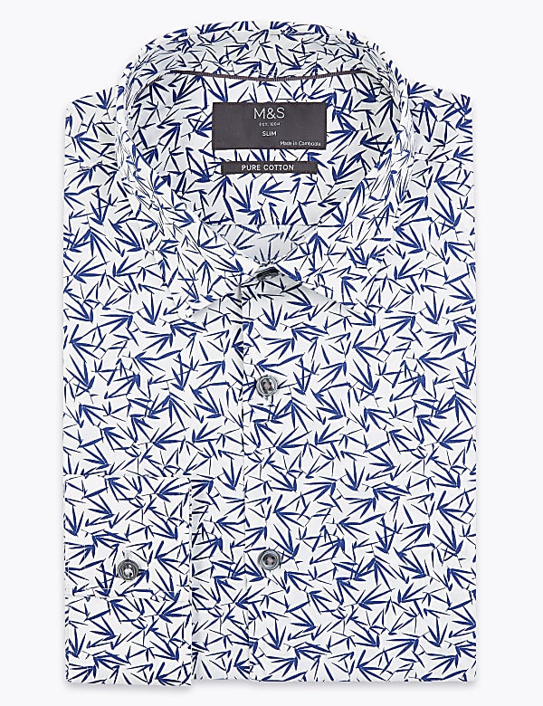 Slim Fit Bamboo Print Shirt