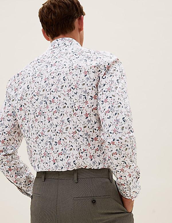 Slim Fit Pure Cotton Floral Shirt