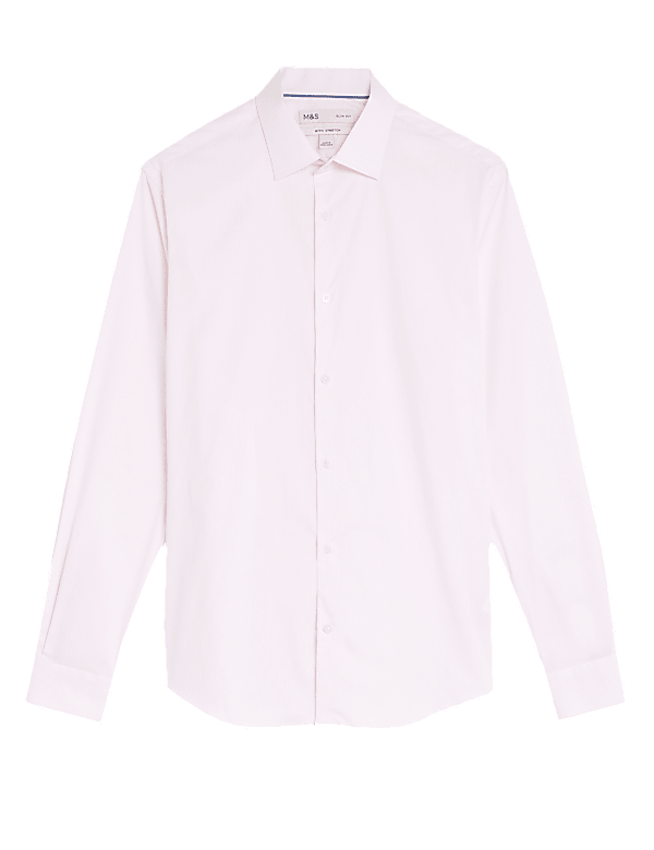 Slim Fit Cotton Rich Stretch Striped Shirt