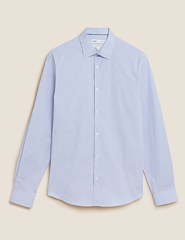 Slim Fit Cotton Rich Stretch Striped Shirt