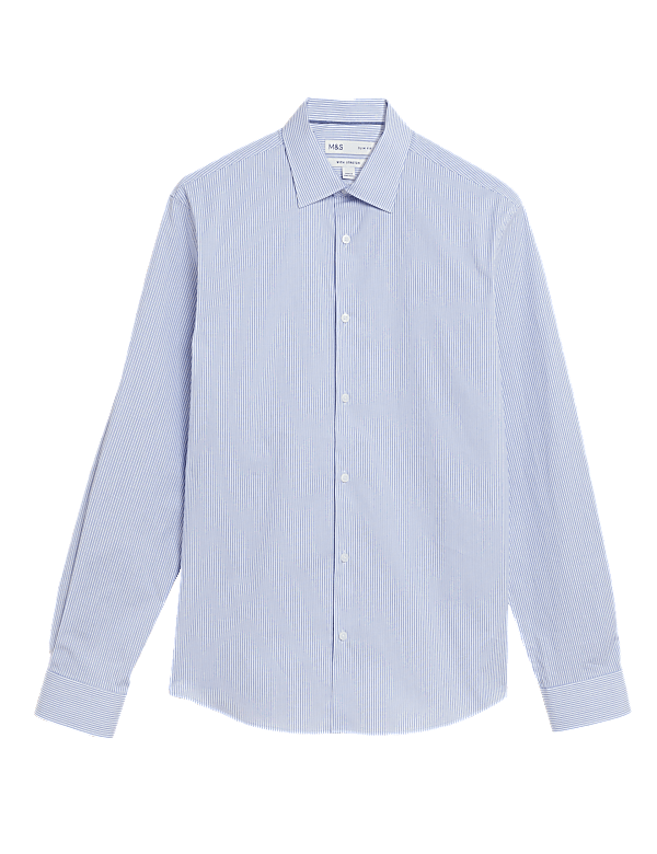 Slim Fit Cotton Rich Stretch Striped Shirt