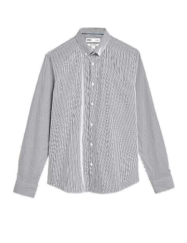 Slim Fit Cotton Rich Stretch Striped Shirt