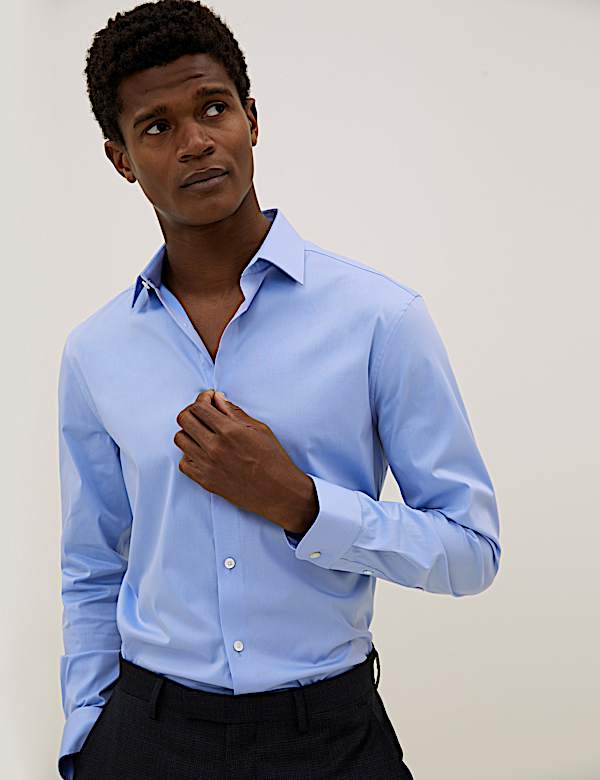 Slim Fit Cotton Rich Stretch Shirt