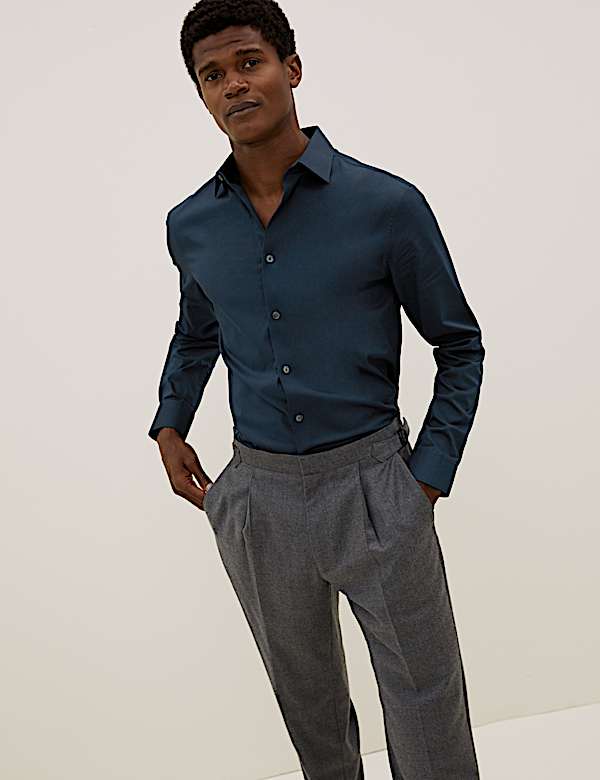 Slim Fit Cotton Rich Stretch Shirt
