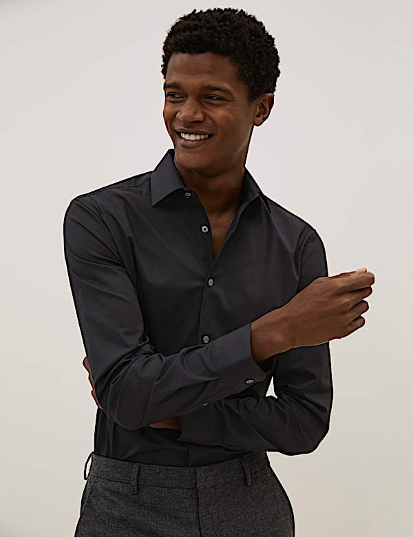 Slim Fit Cotton Rich Stretch Shirt