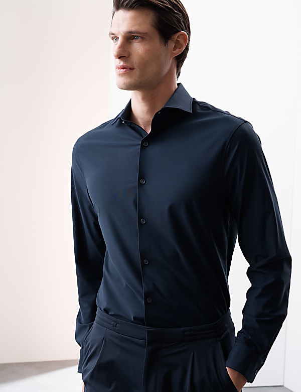 Camisa de alto rendimiento elástica de corte sastre - US