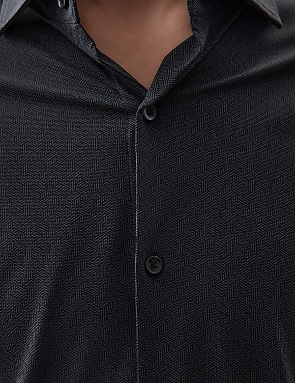 Slim Fit Super Stretch Printed Shirt - MV