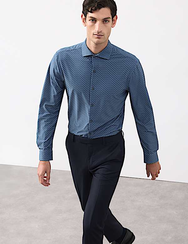 Tailored Fit Stretch Performance Printed Shirt - AT