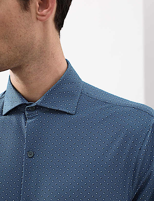Tailored Fit Stretch Performance Printed Shirt - AT