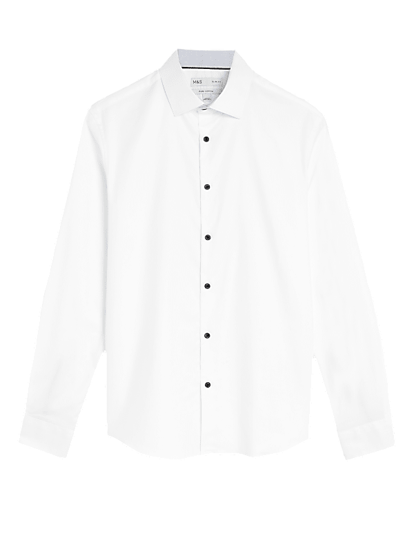 Slim Fit Pure Cotton Textured Shirt