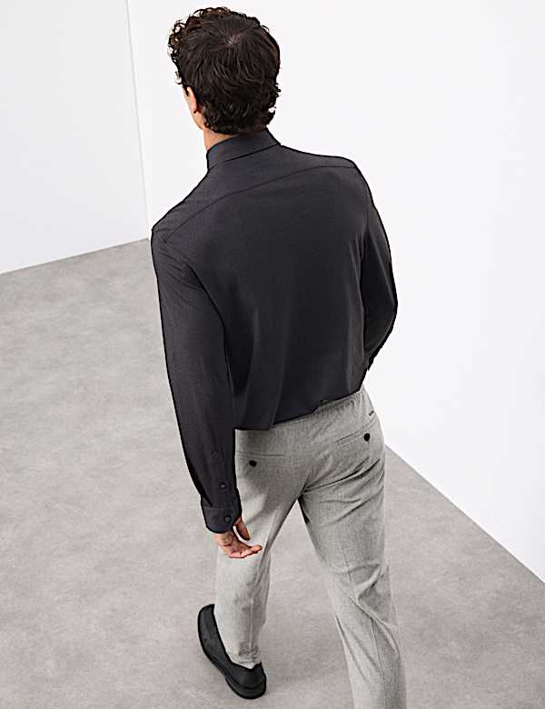 Tailored Fit Cotton Blend Pique Jersey Shirt - GR