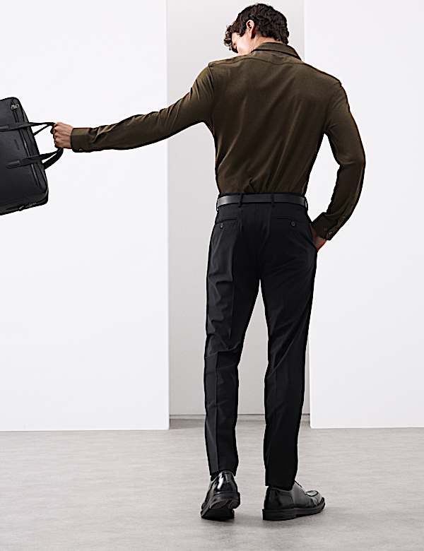 Tailored Fit Cotton Blend Pique Jersey Shirt - PL