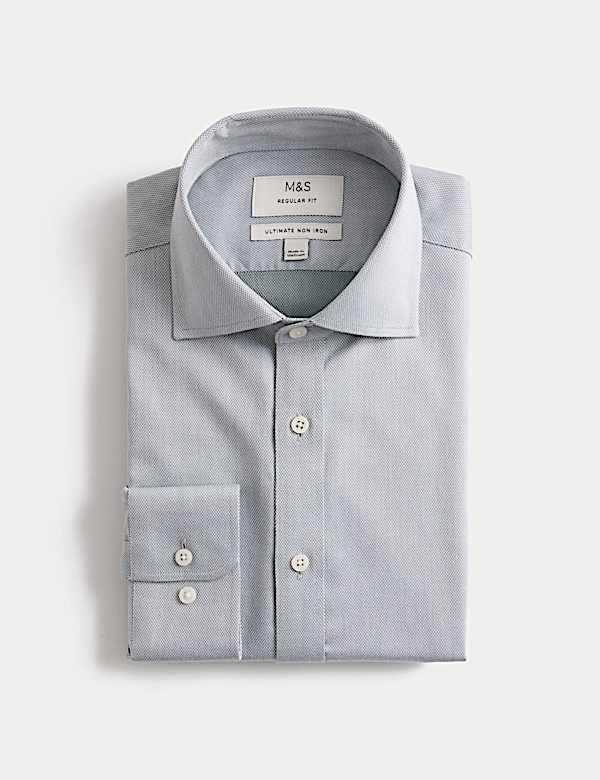 Regular Fit Ultimate Non Iron Cotton Textured Shirt - GR