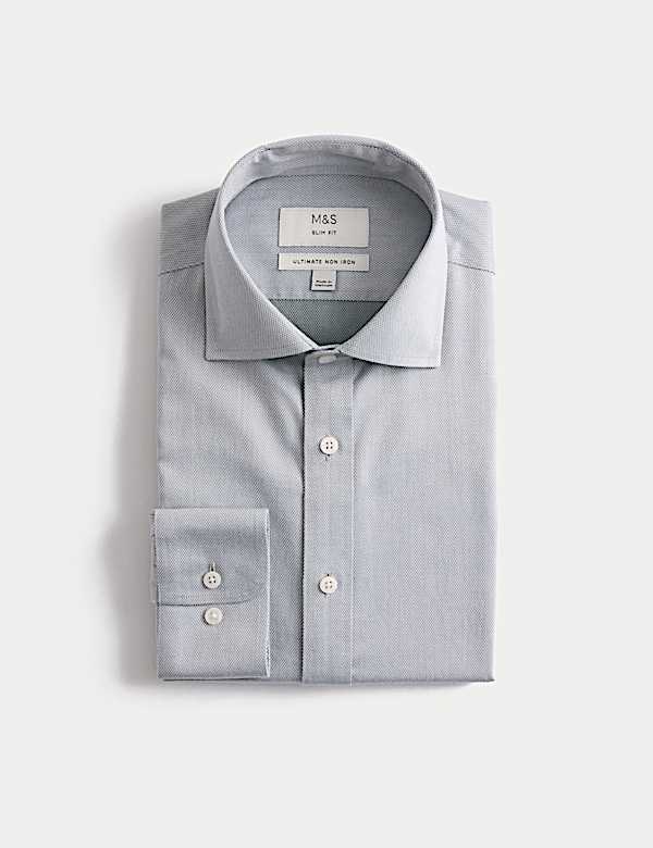 Slim Fit Ultimate Non Iron Pure Cotton Textured Shirt - US