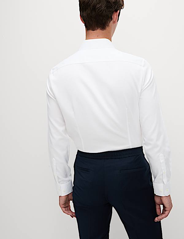 חולצת Ultimate מכותנה טהורה ללא גיהוץ בגזרה צרה וטקסטורה - IL