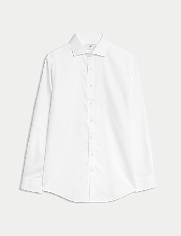 חולצת Ultimate מכותנה טהורה ללא גיהוץ בגזרה צרה וטקסטורה - IL