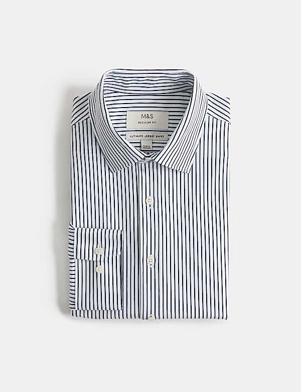 Camisa Ultimate de corte est&aacute;ndar sin planchado de punto Jersey a rayas - US