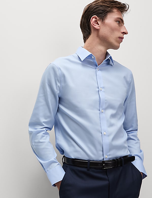Slim Fit Non Iron Pure Cotton Twill Shirt - US