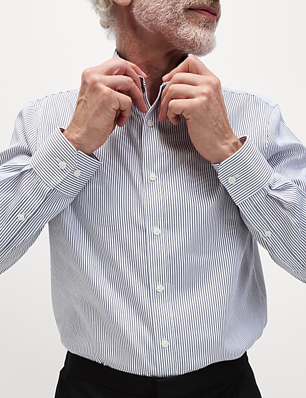 Regular Fit Ultimate Non Iron Cotton Striped Shirt  - VN