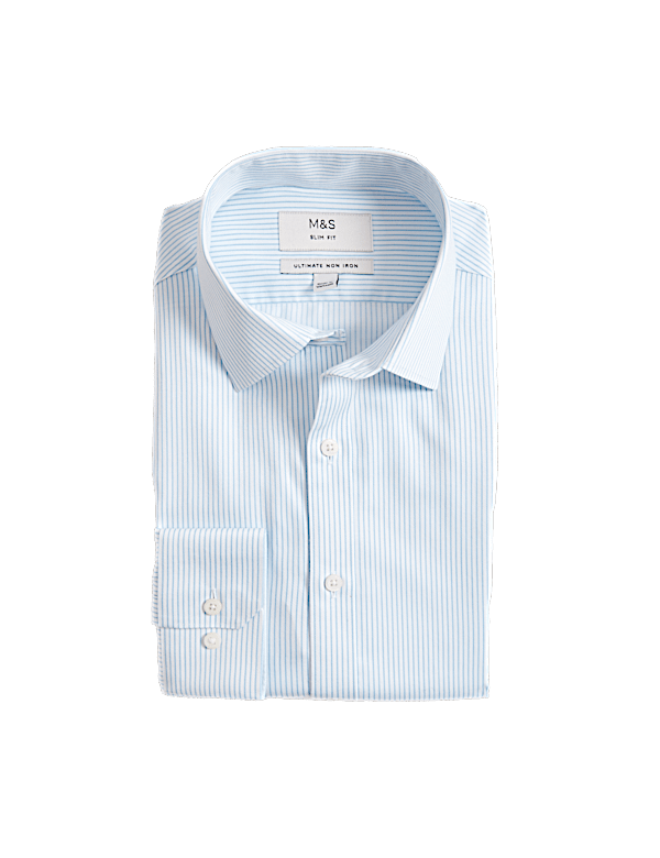 Slim Fit Ultimate Non Iron Cotton Striped Shirt