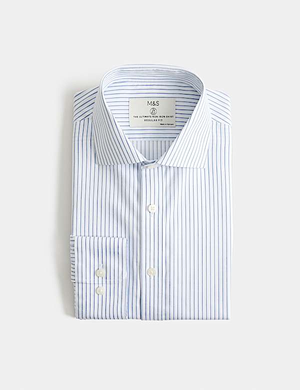 Regular Fit UItimate Non Iron Pure Cotton Striped Shirt - GR