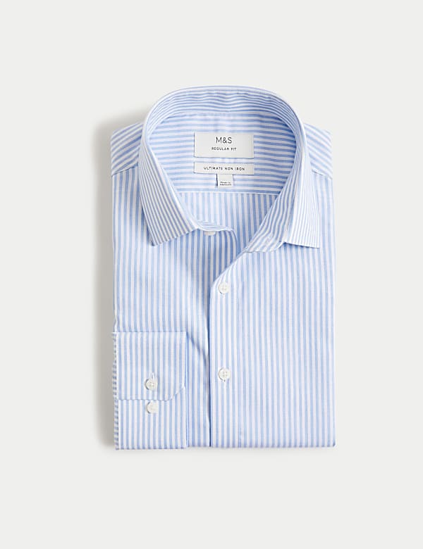 Regular Fit Ultimate Non Iron Cotton Striped Shirt - HU