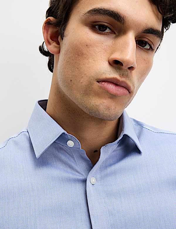 Regular Fit Easy Iron Pure Cotton Textured Shirt - AU