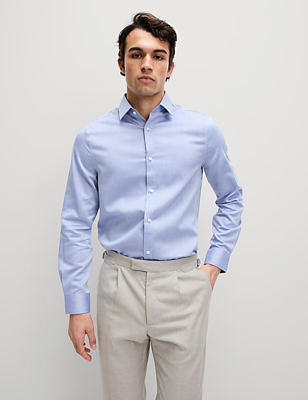 Regular Fit Easy Iron Pure Cotton Textured Shirt - AU