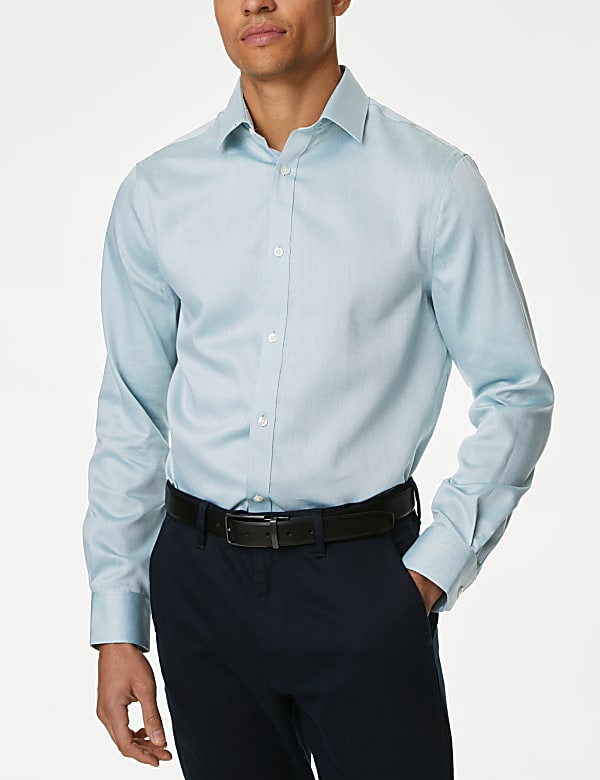 Regular Fit Non Iron Pure Cotton Textured Shirt