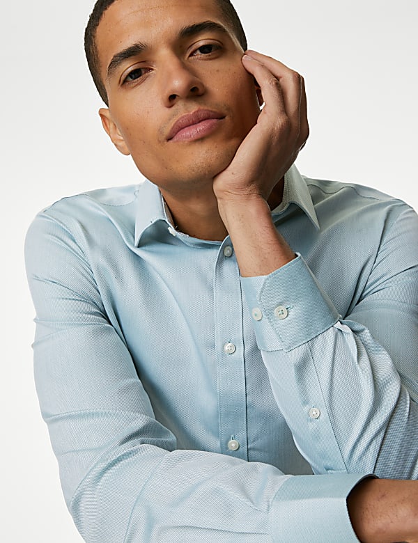 Regular Fit Non Iron Pure Cotton Textured Shirt