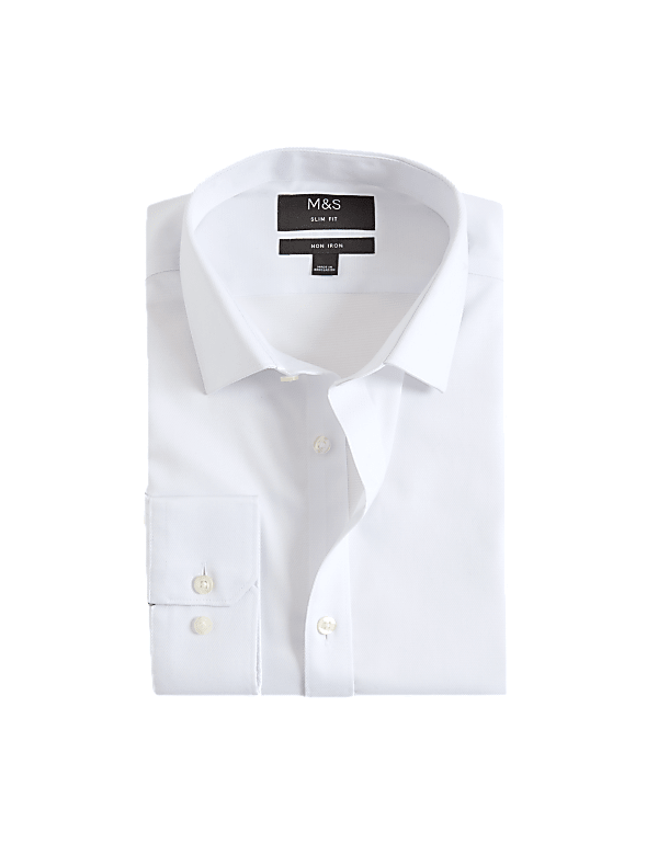 Slim Fit Non Iron Pure Cotton Textured Shirt