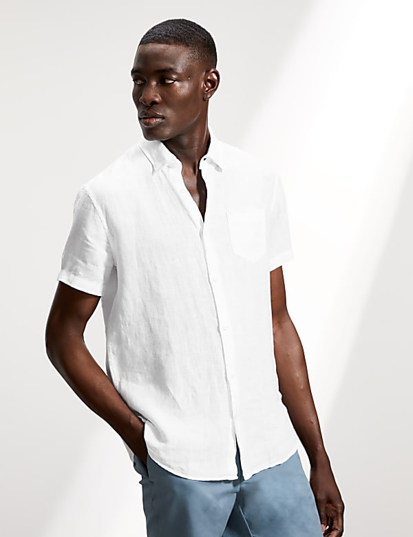 Luxury Pure Linen Short Sleeve Shirt