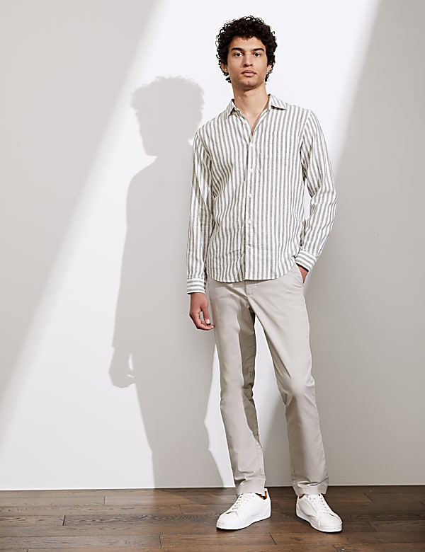 Cotton And Linen Striped Shirt