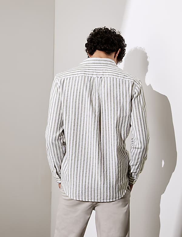 Cotton And Linen Striped Shirt