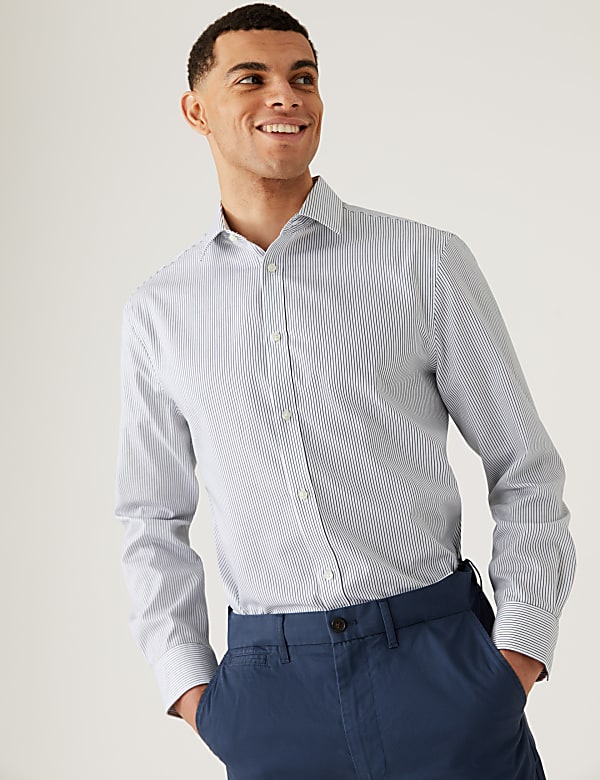 Regular Fit Non Iron Pure Cotton Striped Shirt
