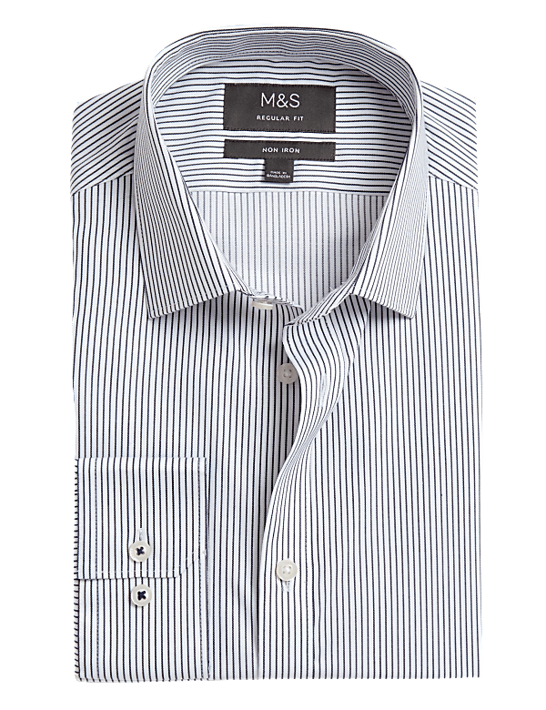Regular Fit Non Iron Pure Cotton Striped Shirt