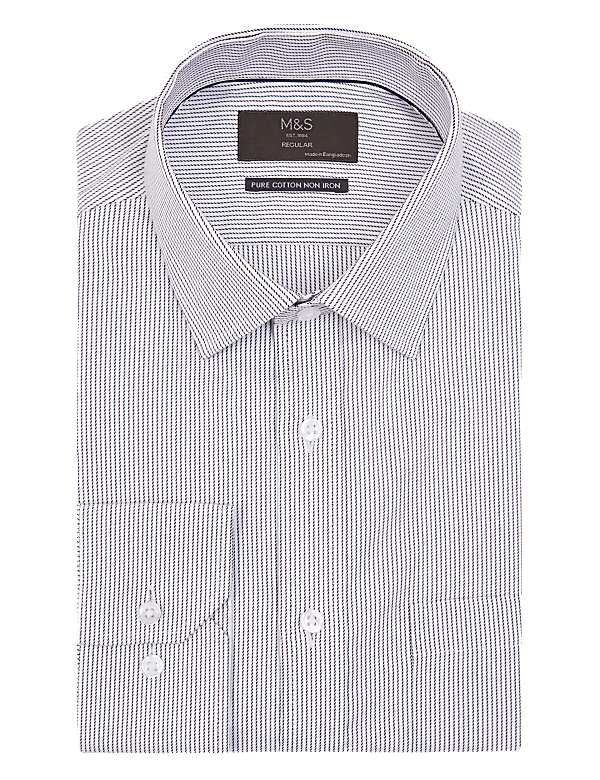 Regular Fit Twill Stripe Non-Iron Shirt