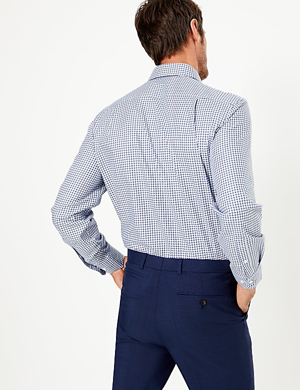 Regular Fit Checked Twill Non-Iron Shirt
