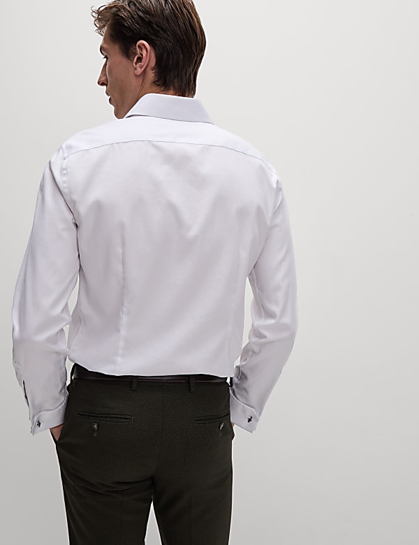 Slim Fit Pure Cotton Double Cuff Shirt