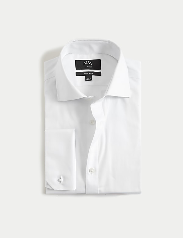 Slim Fit Pure Cotton Double Cuff Shirt - RS