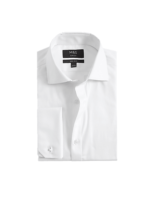 Slim Fit Pure Cotton Double Cuff Shirt