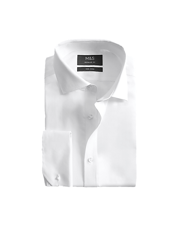 Regular Fit Pure Cotton Double Cuff Twill Shirt