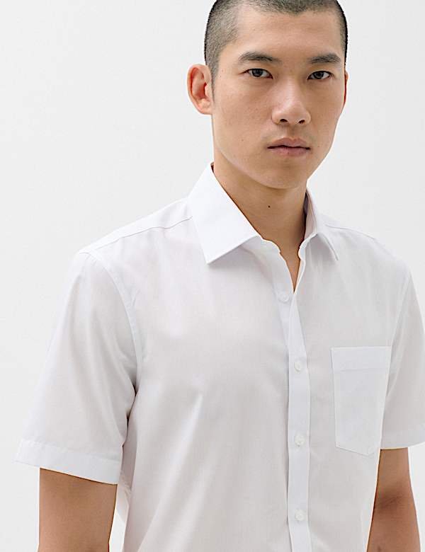 3 Pack Slim Fit Easy Iron Short Sleeve Shirts - AL