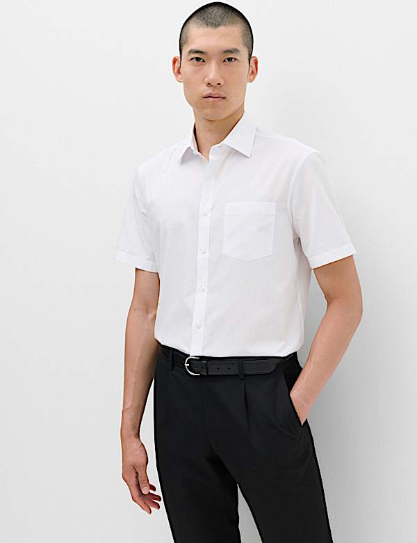 3 Pack Slim Fit Easy Iron Short Sleeve Shirts - AL