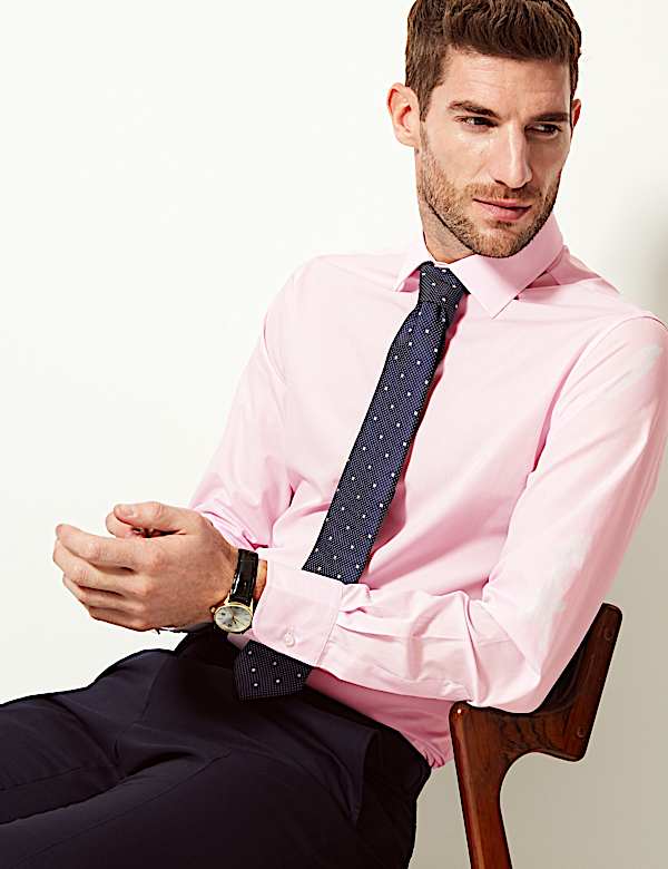Cotton Blend Slim Fit Shirt