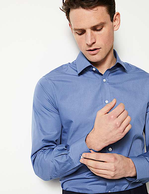 Cotton Blend Slim Fit Shirt
