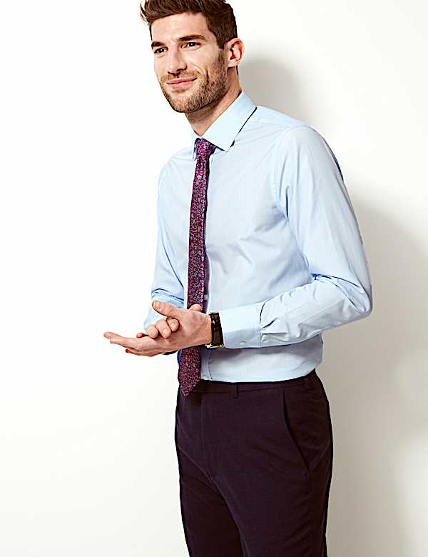 Cotton Blend Slim Fit Shirt