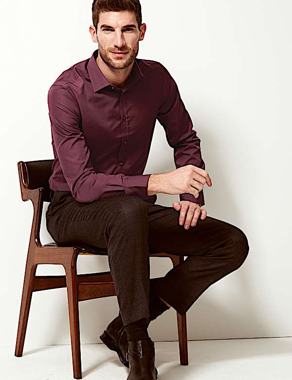 Cotton Blend Slim Fit Shirt