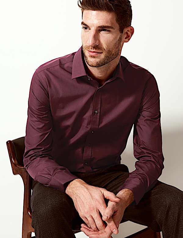 Cotton Blend Slim Fit Shirt